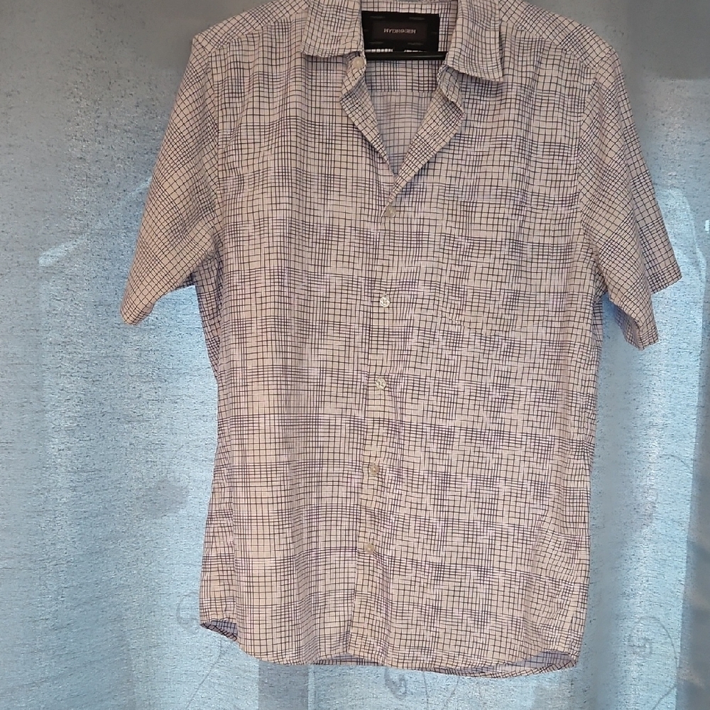 Hydrogen Men's Casual Blue and White Plaid Shirt